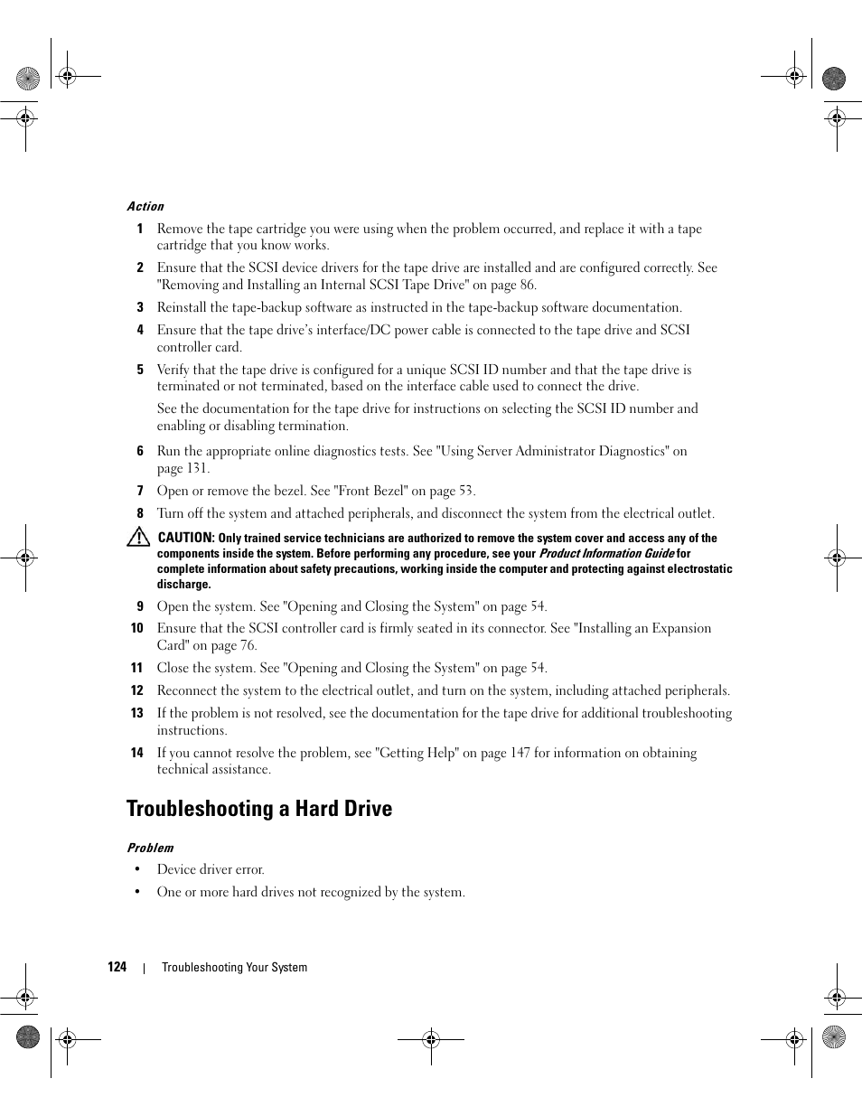 Troubleshooting a hard drive | Dell POWEREDGE 2950 User Manual | Page 124 / 182