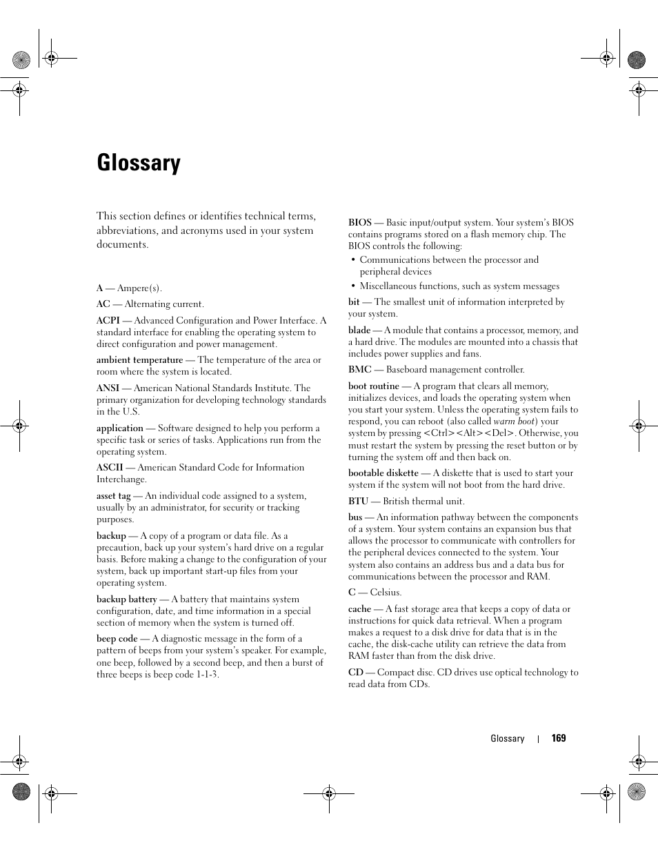 Glossary | Dell POWEREDGE 2950 User Manual | Page 169 / 182
