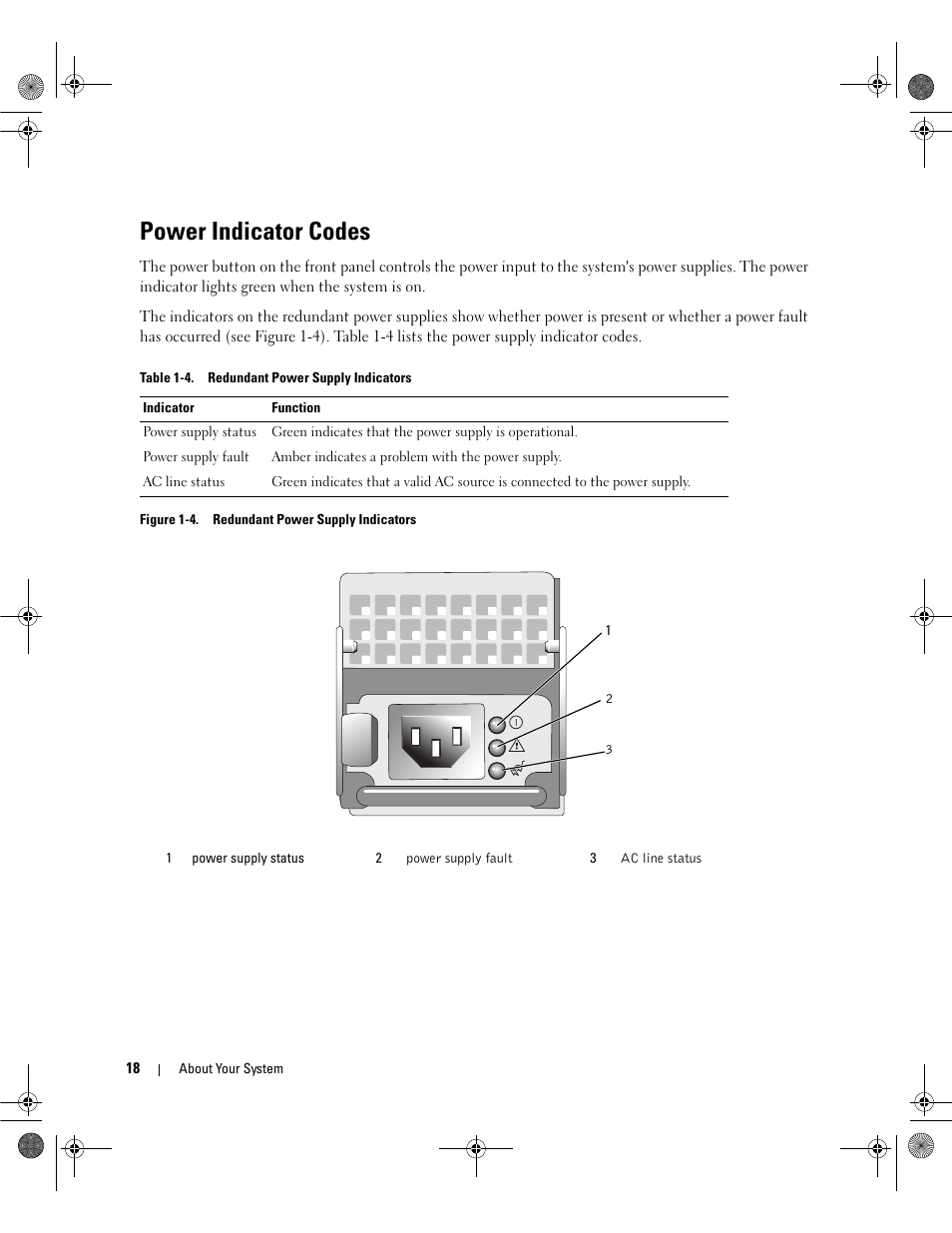 Power indicator codes | Dell POWEREDGE 2950 User Manual | Page 18 / 182