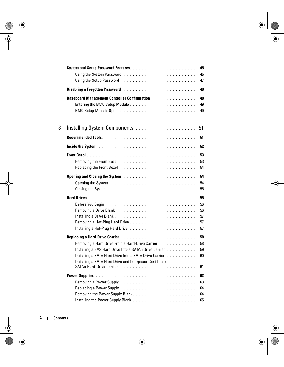 3installing system components | Dell POWEREDGE 2950 User Manual | Page 4 / 182