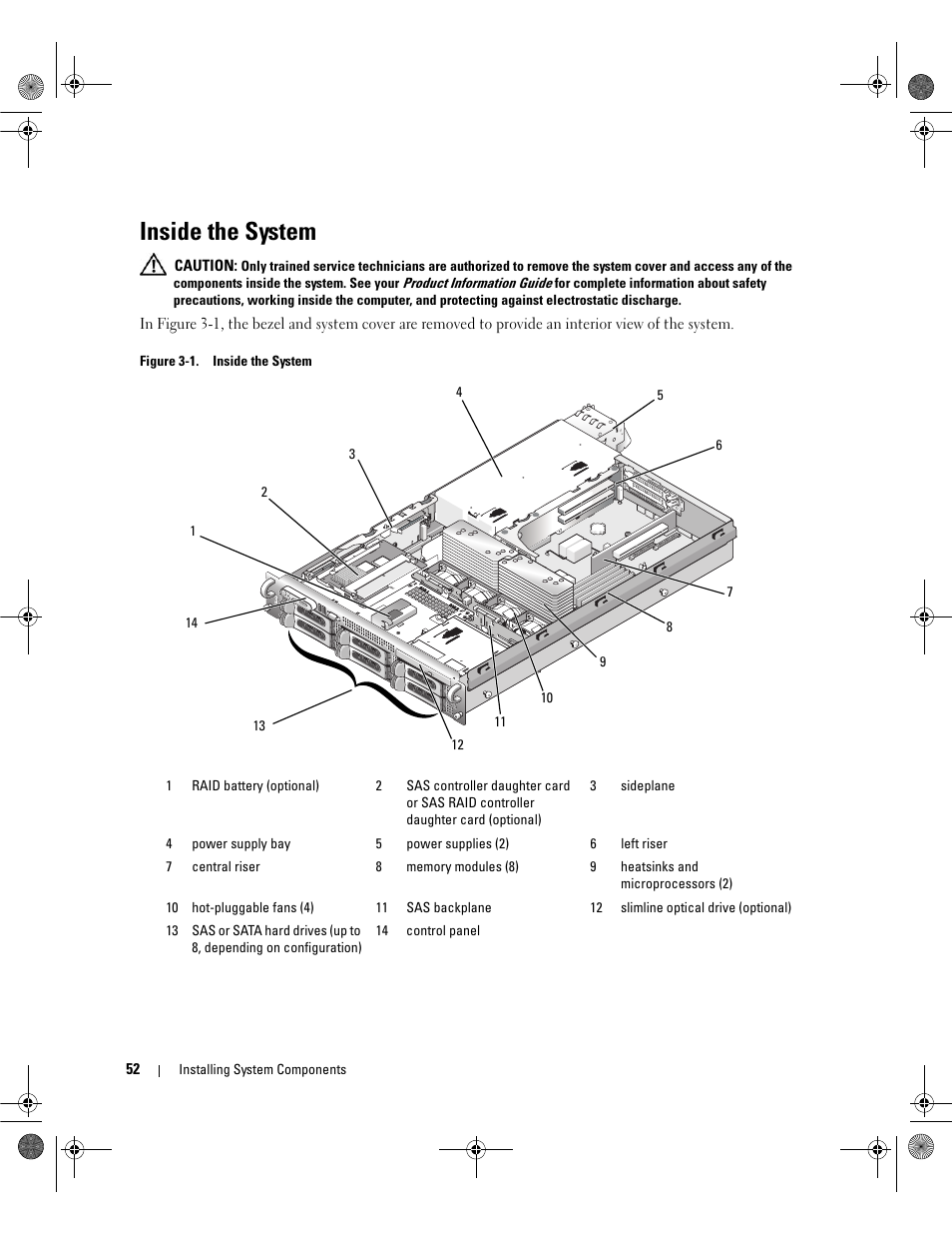 Inside the system | Dell POWEREDGE 2950 User Manual | Page 52 / 182