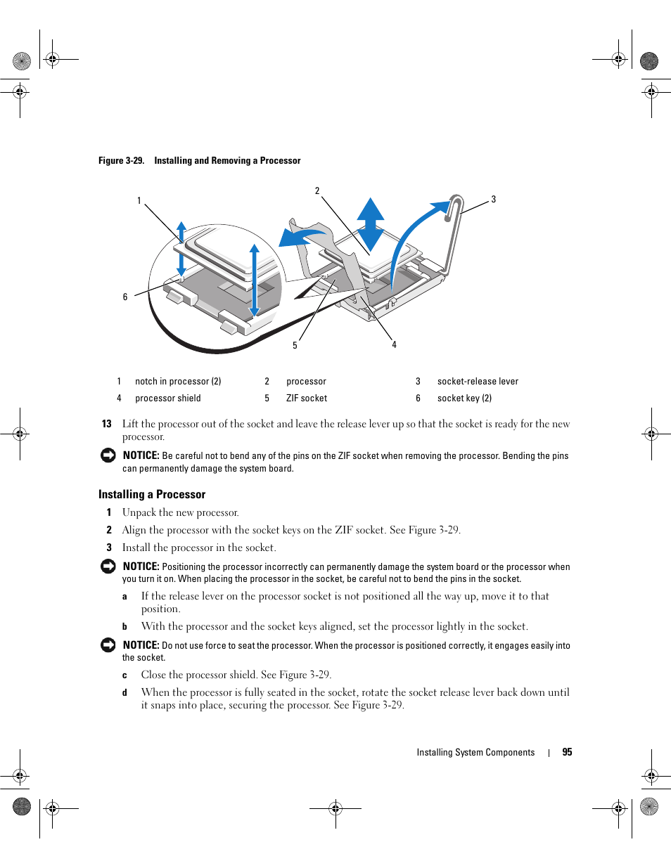 Installing a processor | Dell POWEREDGE 2950 User Manual | Page 95 / 182