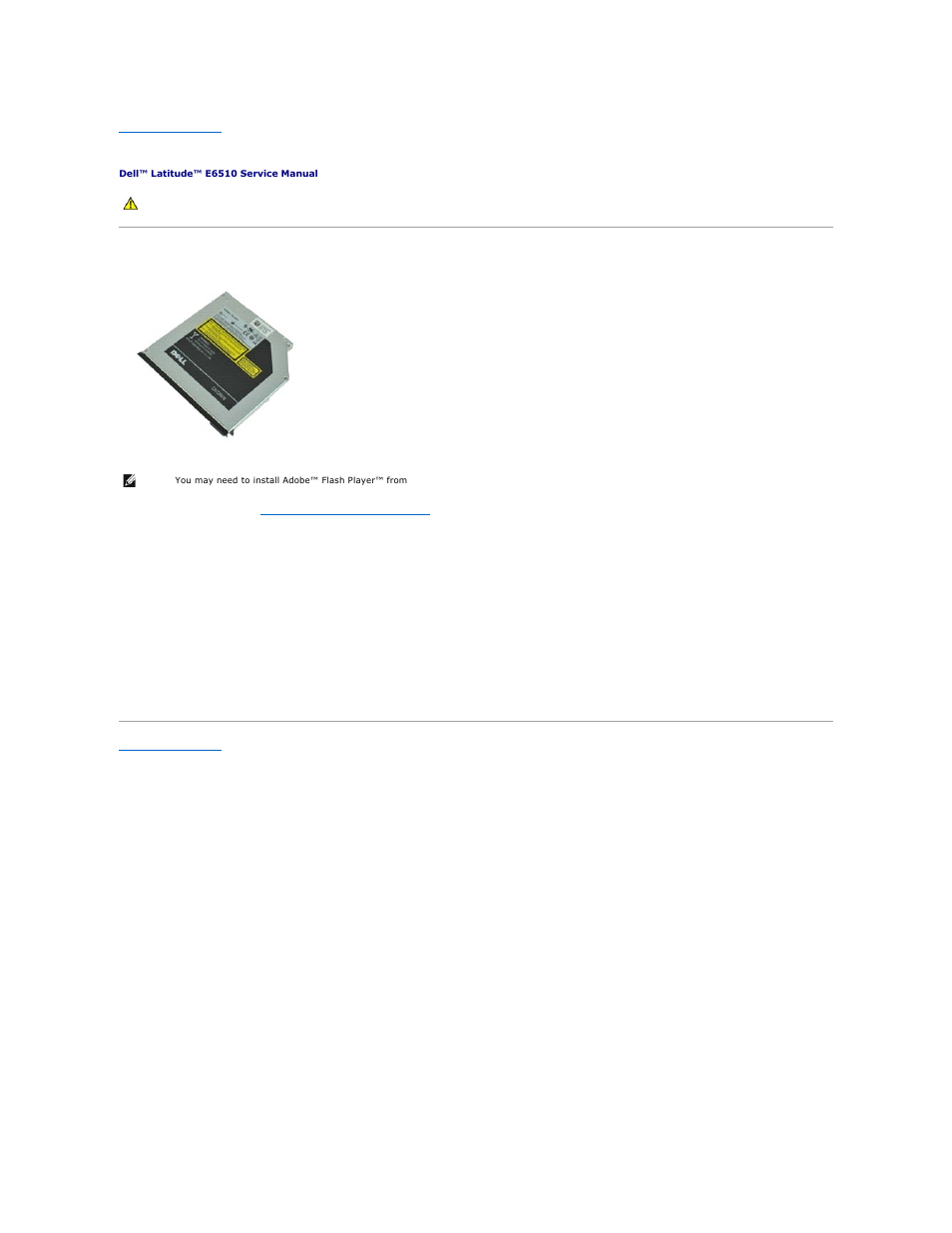 Optical drive, Removing the optical drive, Replacing the optical drive | Dell Latitude E6510 User Manual | Page 35 / 54