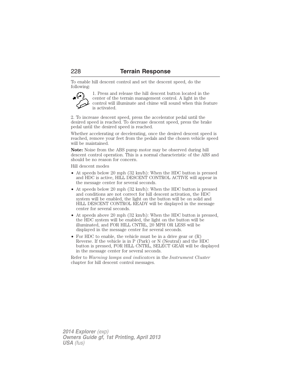 228 terrain response | FORD explorer User Manual | Page 229 / 586