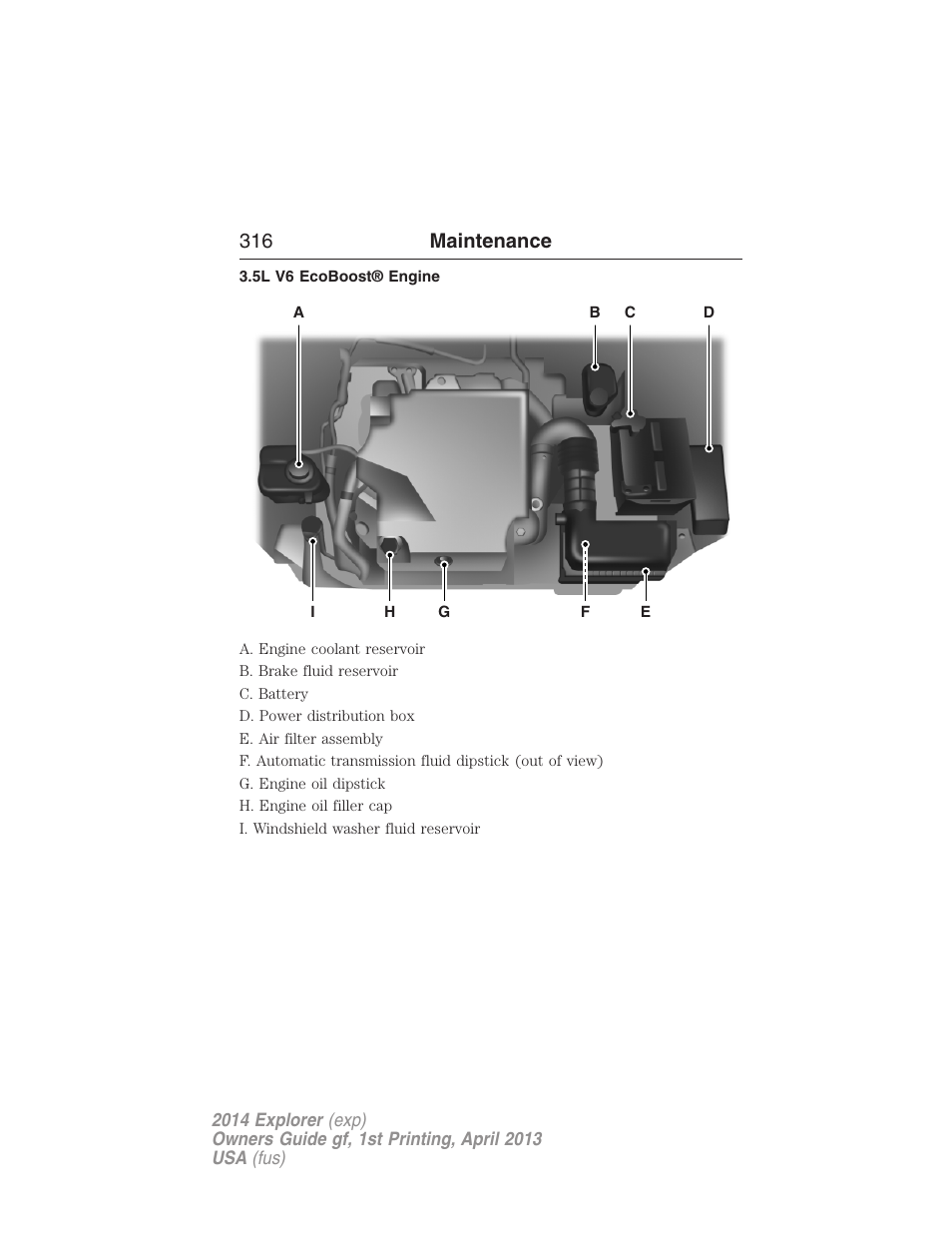 5l v6 ecoboost® engine, 316 maintenance | FORD explorer User Manual | Page 317 / 586