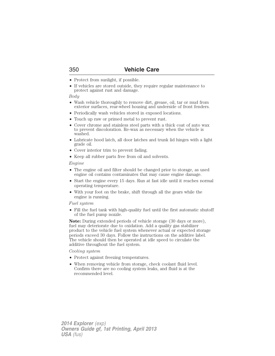 350 vehicle care | FORD explorer User Manual | Page 351 / 586