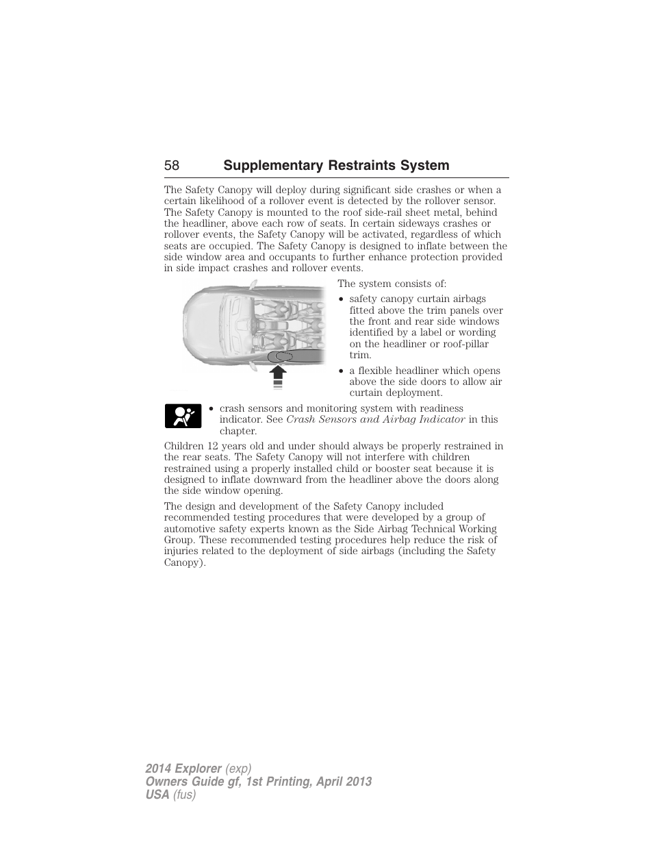 58 supplementary restraints system | FORD explorer User Manual | Page 59 / 586