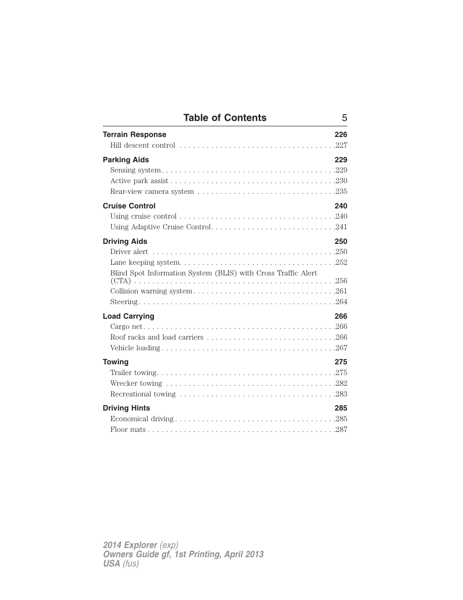 Table of contents 5 | FORD explorer User Manual | Page 6 / 586