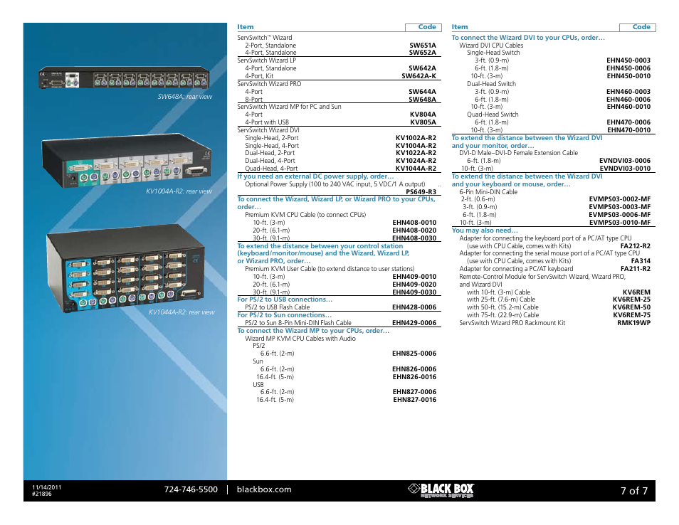 Black box, 7 of 7 | Black Box SERVSWITCH SW651ASW652A User Manual | Page 7 / 7