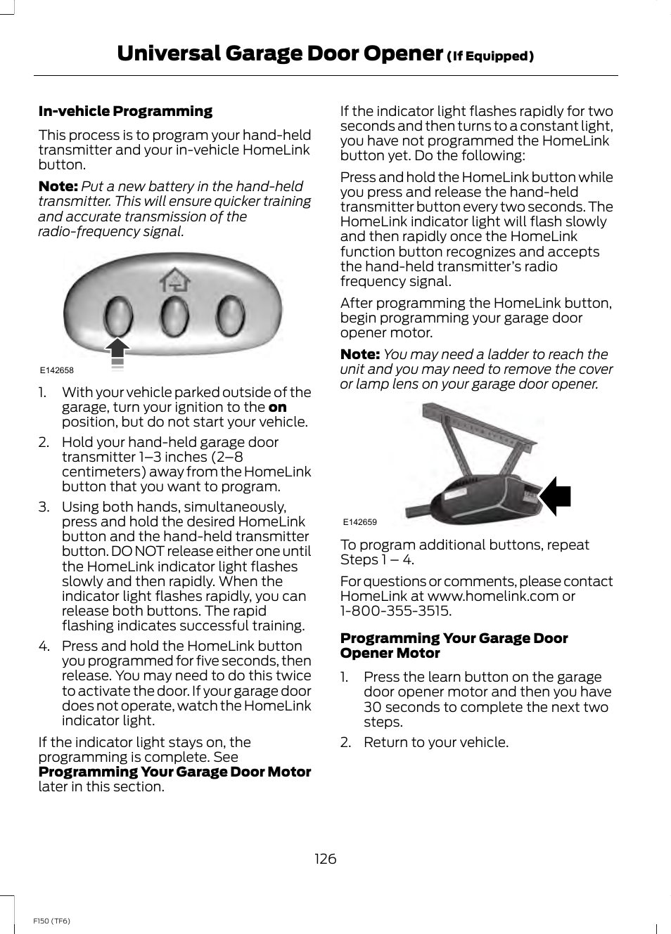 Universal garage door opener | FORD f150 User Manual | Page 128 / 469