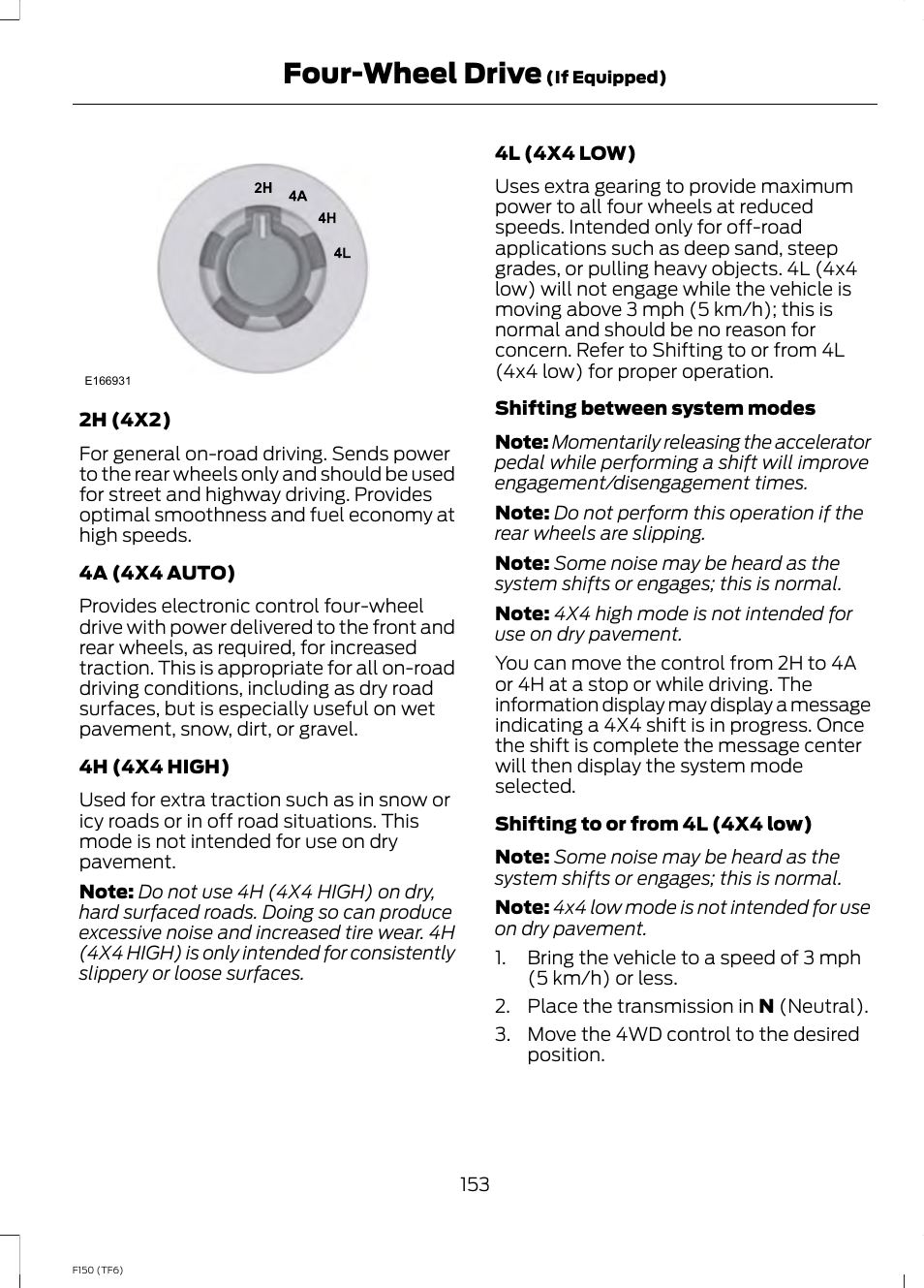 Four-wheel drive | FORD f150 User Manual | Page 155 / 469