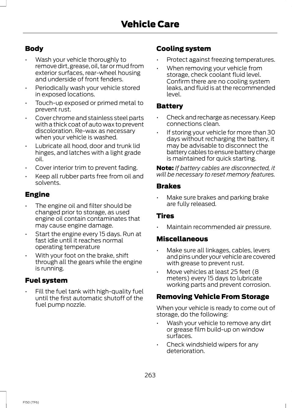 Vehicle care | FORD f150 User Manual | Page 265 / 469