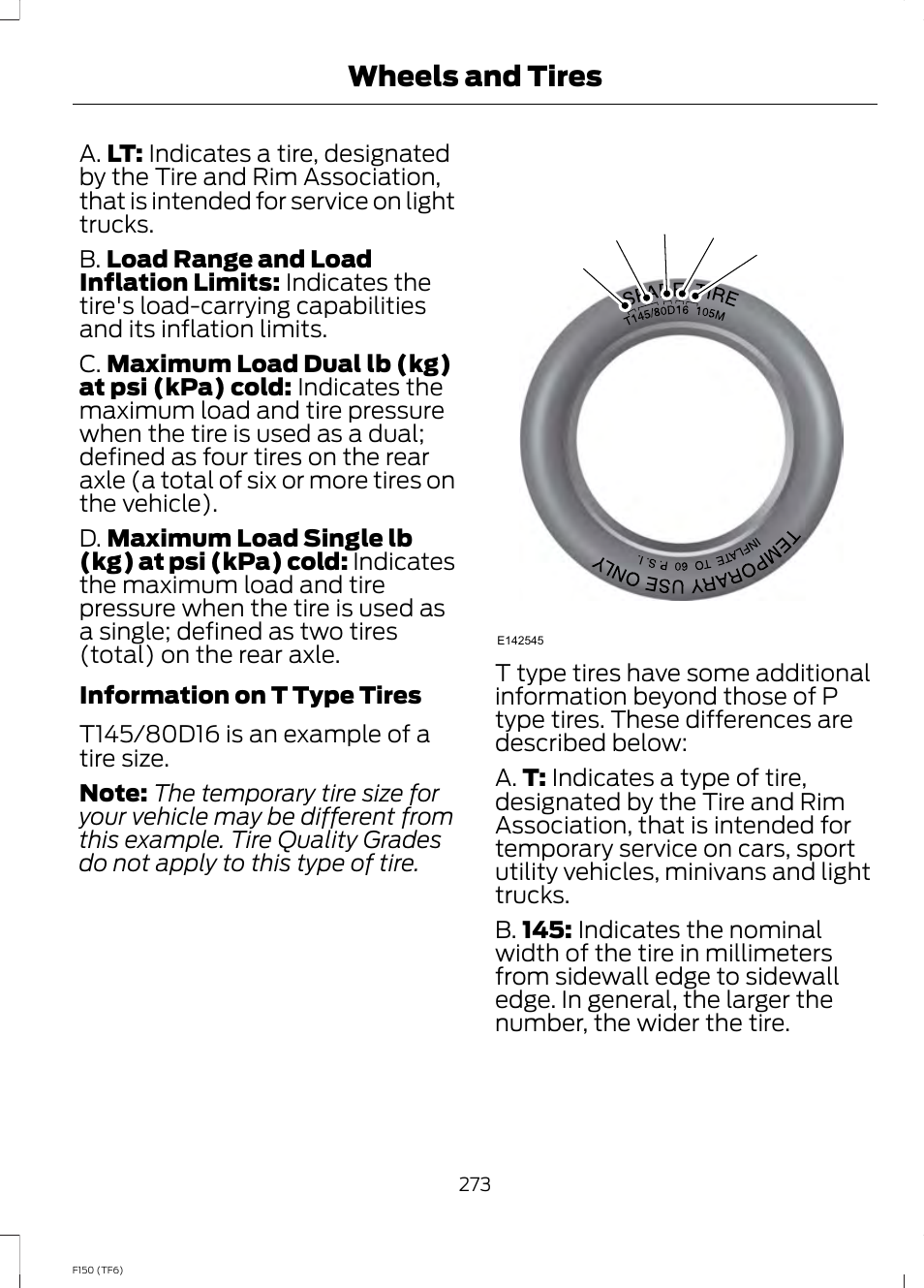 Wheels and tires | FORD f150 User Manual | Page 275 / 469