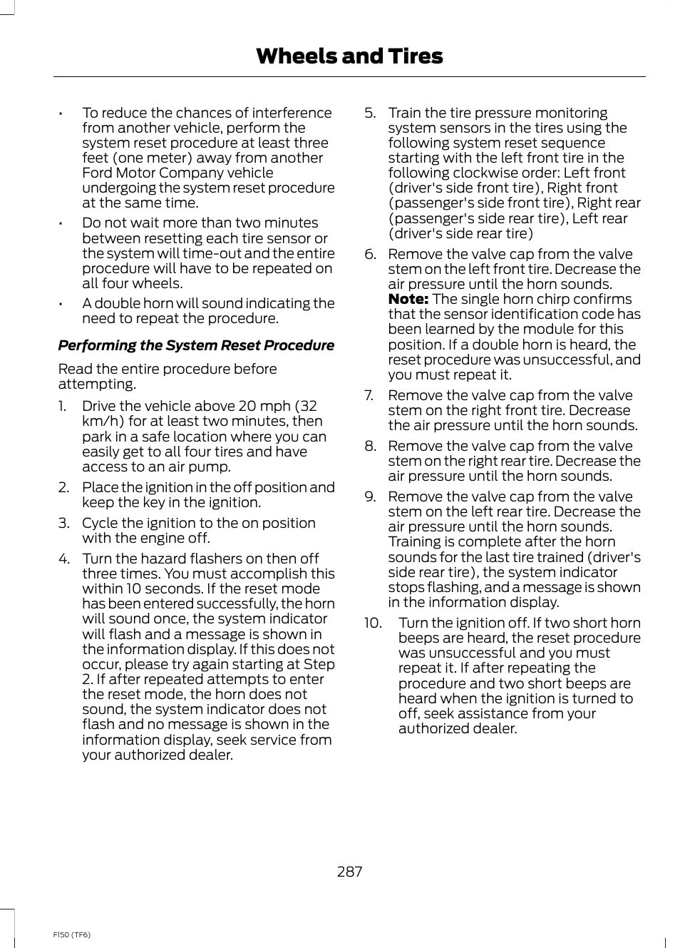 Wheels and tires | FORD f150 User Manual | Page 289 / 469