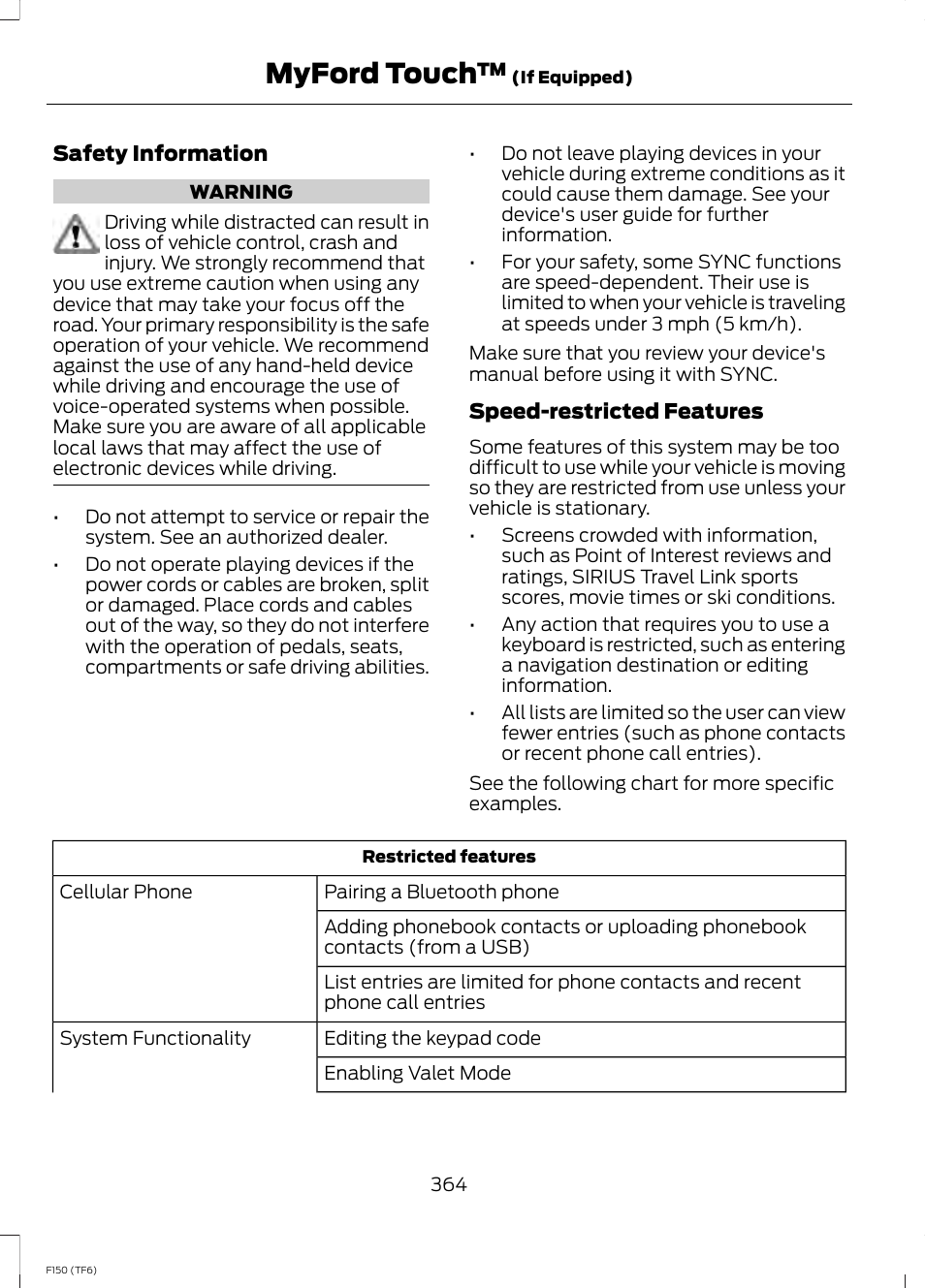 Myford touch | FORD f150 User Manual | Page 366 / 469