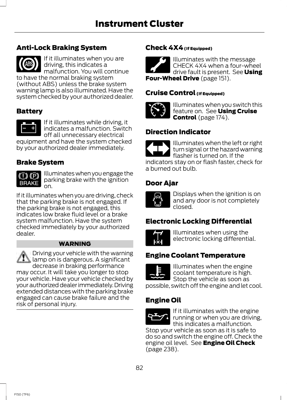 Instrument cluster | FORD f150 User Manual | Page 84 / 469