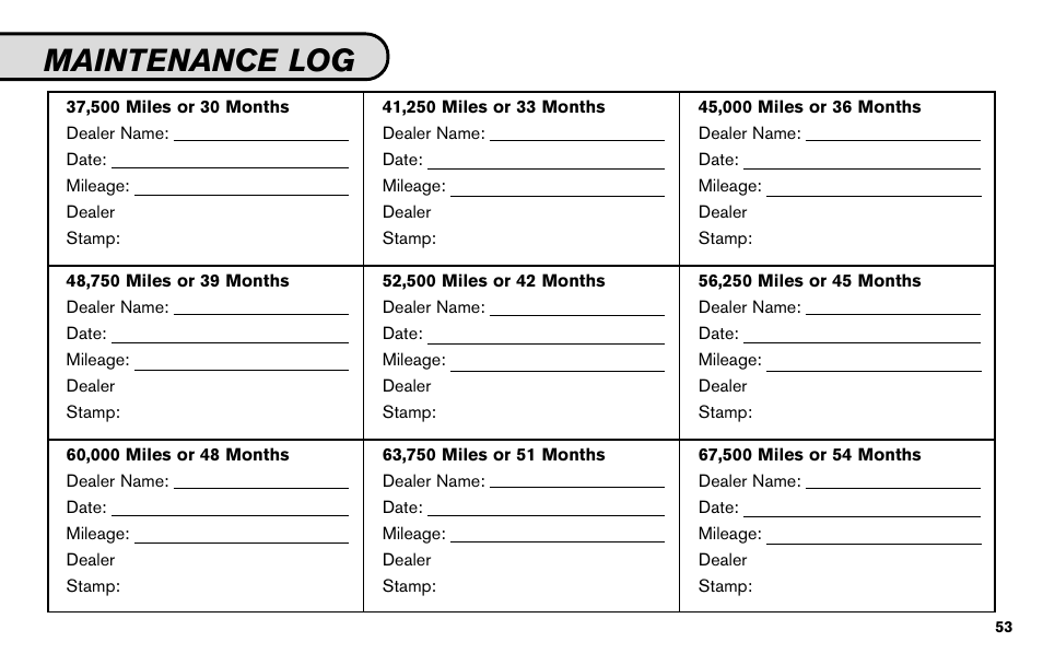 Maintenance log | NISSAN 2010 Nissan Altima User Manual | Page 55 / 60