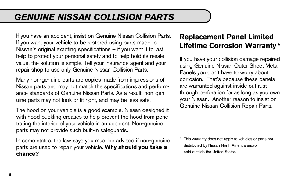 Genuine nissan collision parts | NISSAN 2010 Nissan Altima User Manual | Page 8 / 60