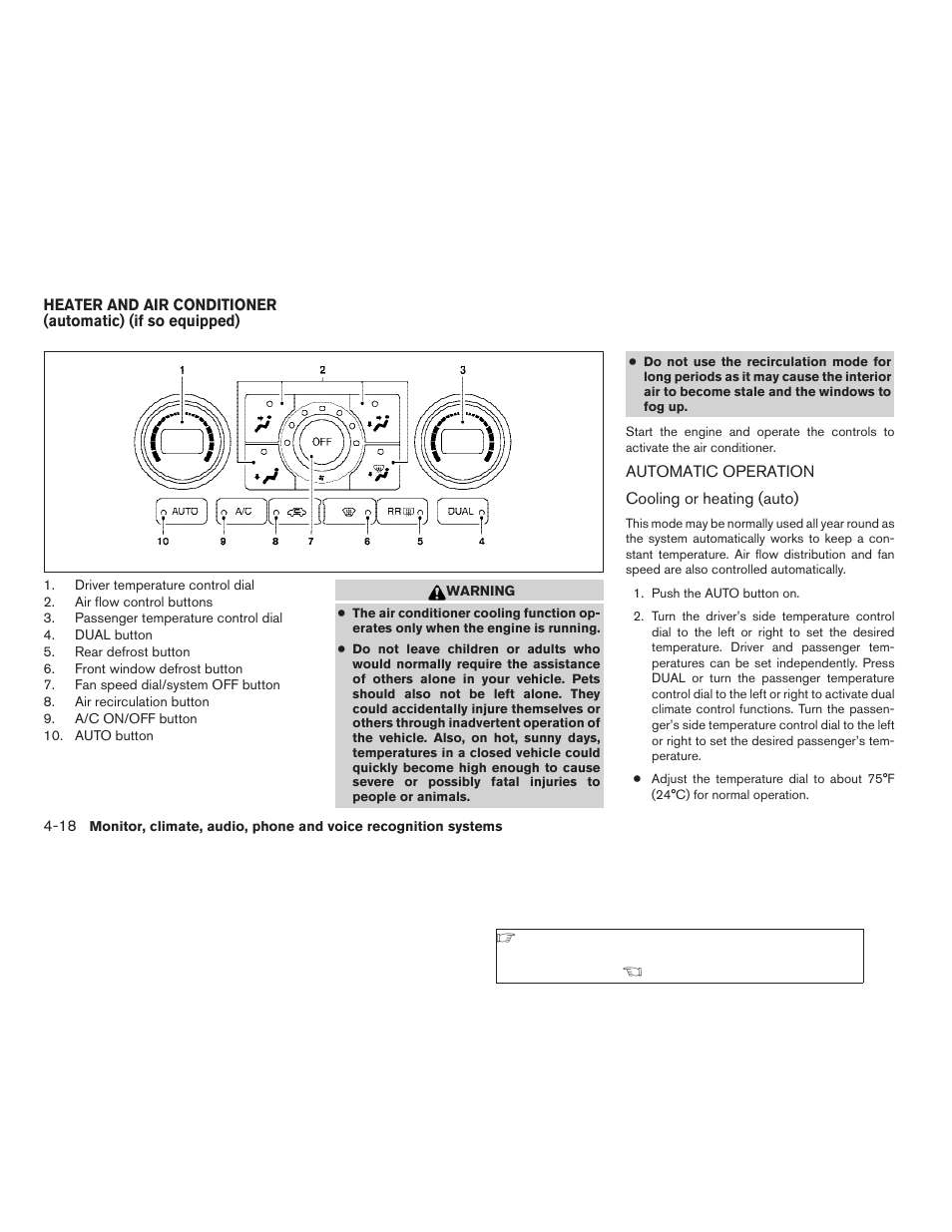 Heater and air conditioner (automatic), If so equipped) -18, Automatic operation -18 | NISSAN 2009 Nissan Altima User Manual | Page 182 / 370