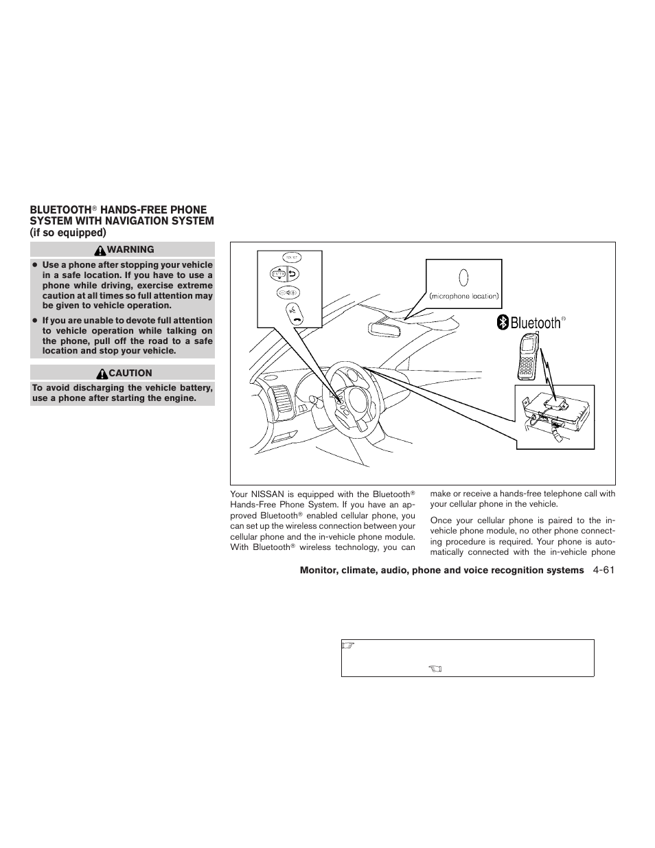 Bluetooth, Hands-free phone system with, Navigation system (if so equipped) -61 | NISSAN 2009 Nissan Altima User Manual | Page 225 / 370