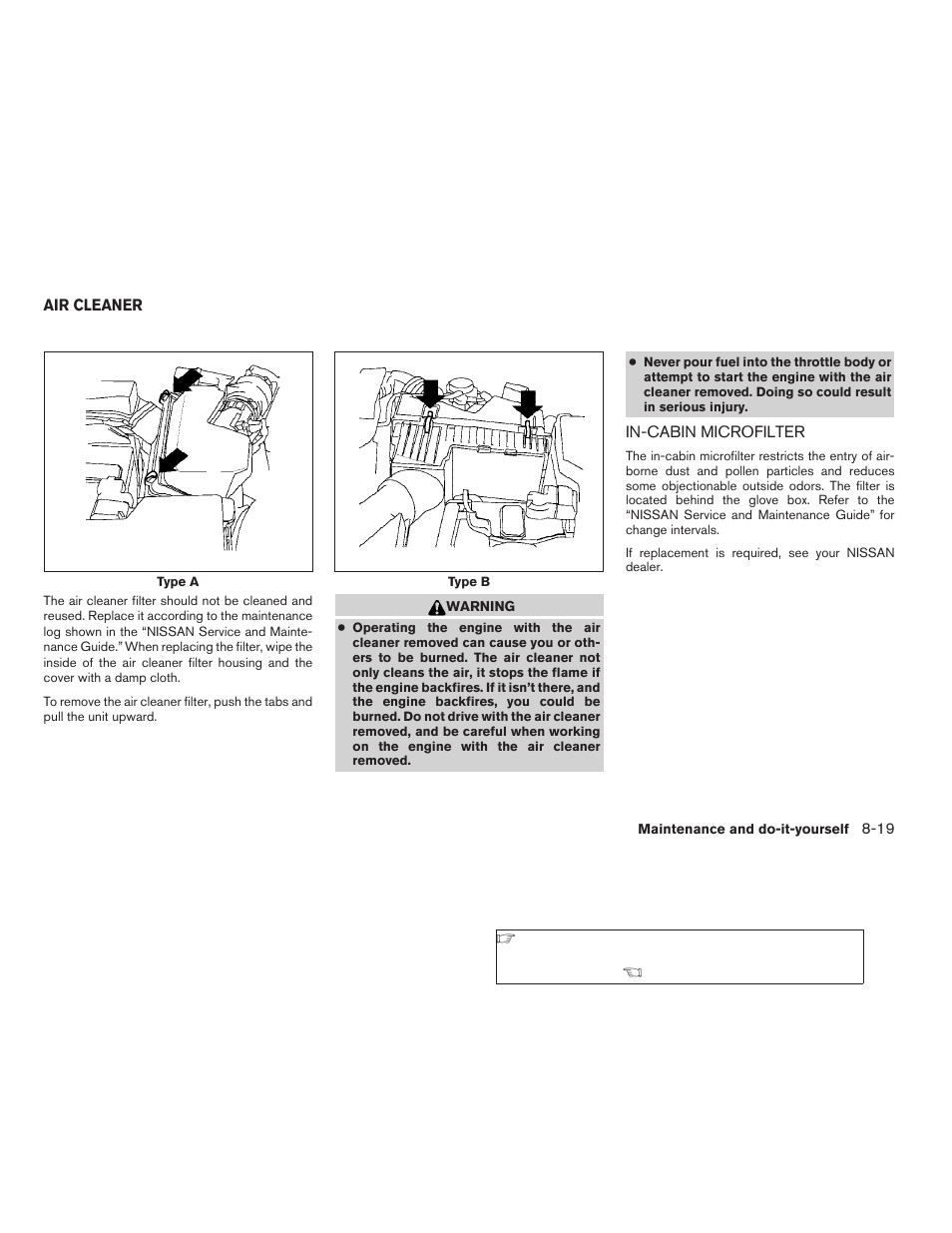 Air cleaner -19, In-cabin microfilter -19 | NISSAN 2009 Nissan Altima User Manual | Page 307 / 370