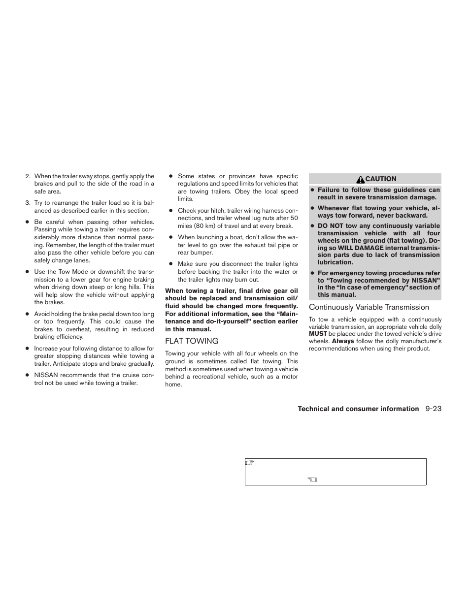 Flat towing -23 | NISSAN 2009 Nissan Altima User Manual | Page 357 / 370