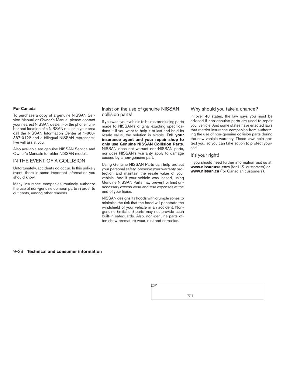 In the event of a collision -28 | NISSAN 2009 Nissan Altima User Manual | Page 362 / 370