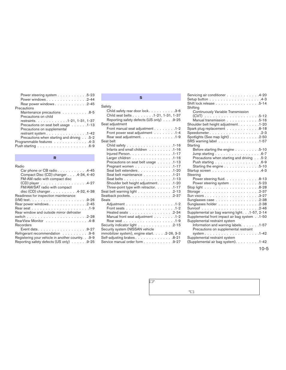 NISSAN 2009 Nissan Altima User Manual | Page 367 / 370