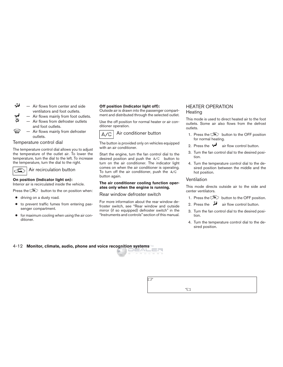 Heater operation -12 | NISSAN 2008 Nissan Altima User Manual | Page 168 / 368