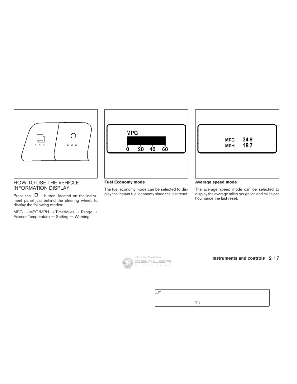 How to use the vehicle information display -17 | NISSAN 2008 Nissan Altima User Manual | Page 95 / 368