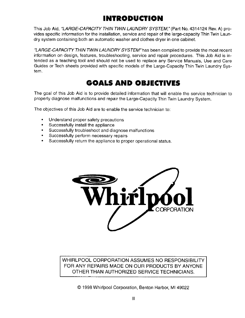 Introduction, Goals and objectives, Avhiflimm) | Xcorporation | Whirlpool Thin Twin User Manual | Page 3 / 40