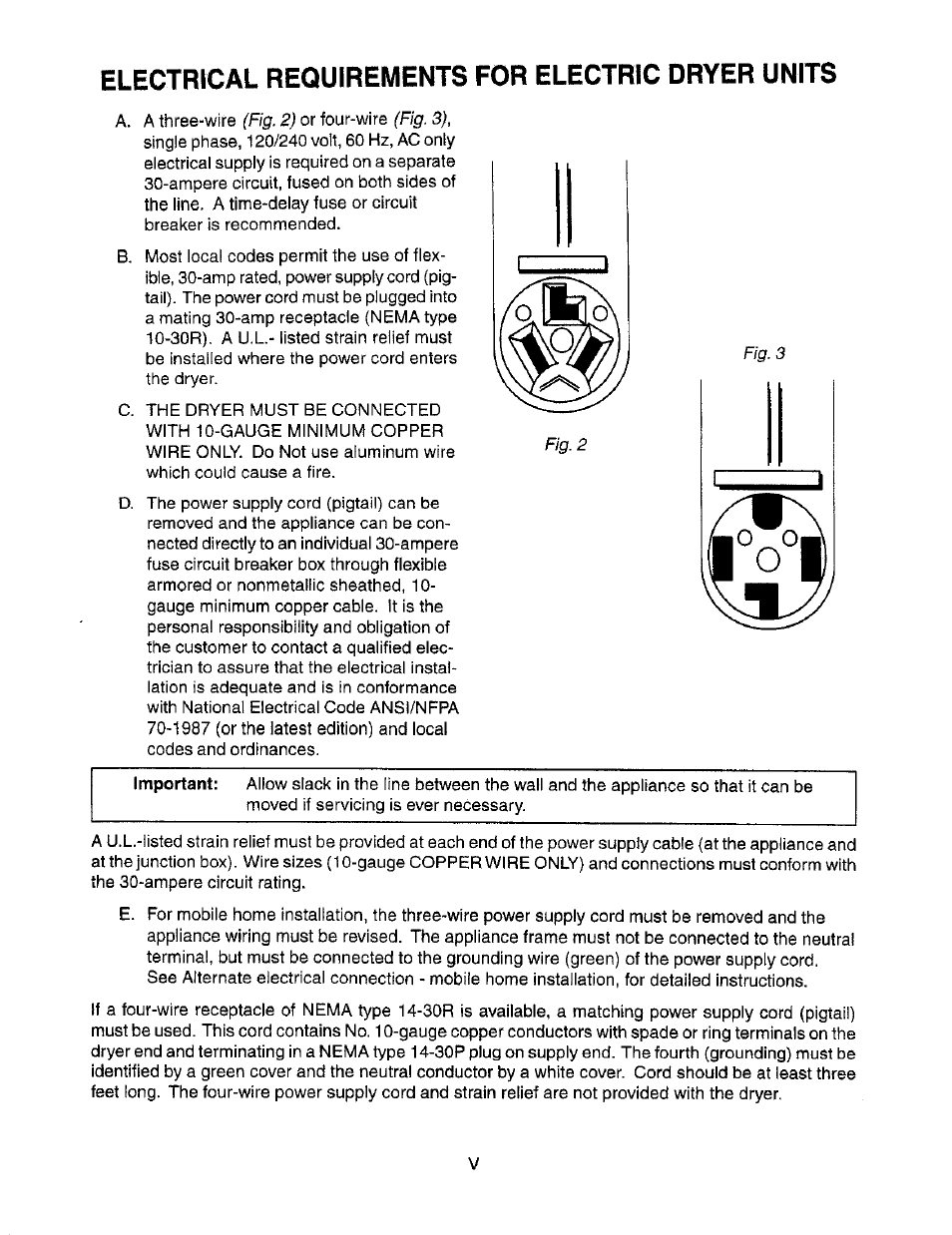 Electrical requirements for electric dryer units | Whirlpool Thin Twin User Manual | Page 6 / 40