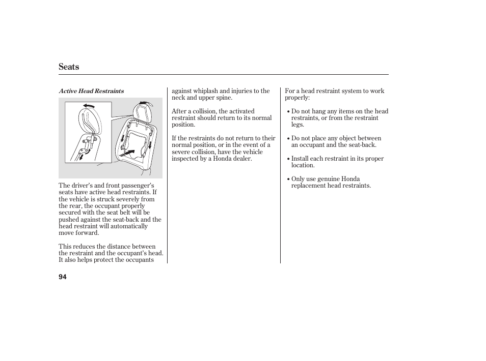 Seats | HONDA 2008 honda civic User Manual | Page 100 / 326