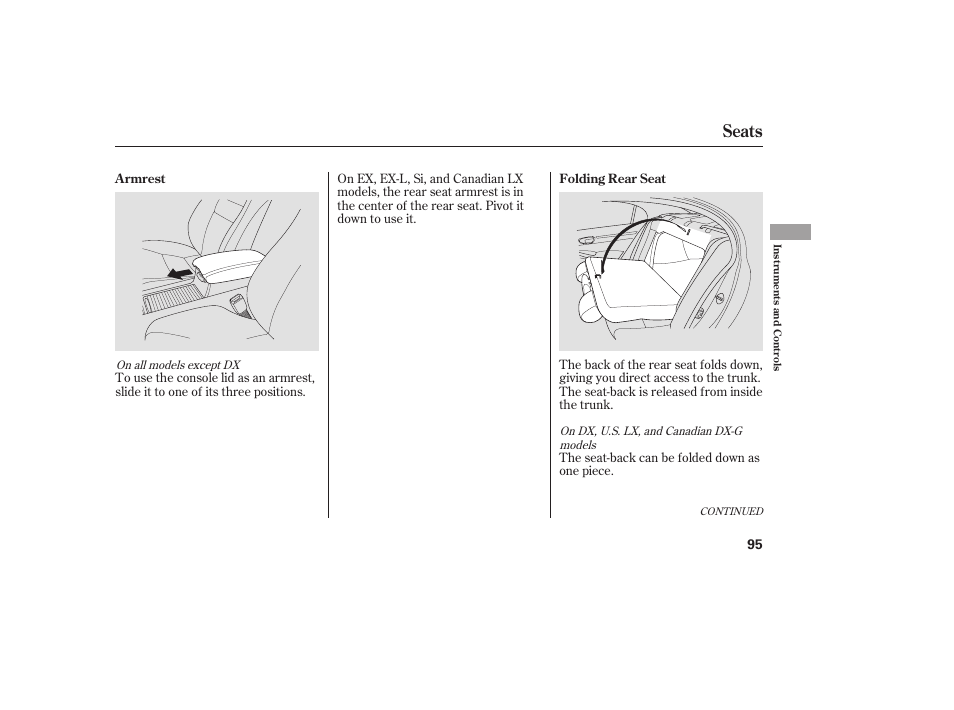 Seats | HONDA 2008 honda civic User Manual | Page 101 / 326