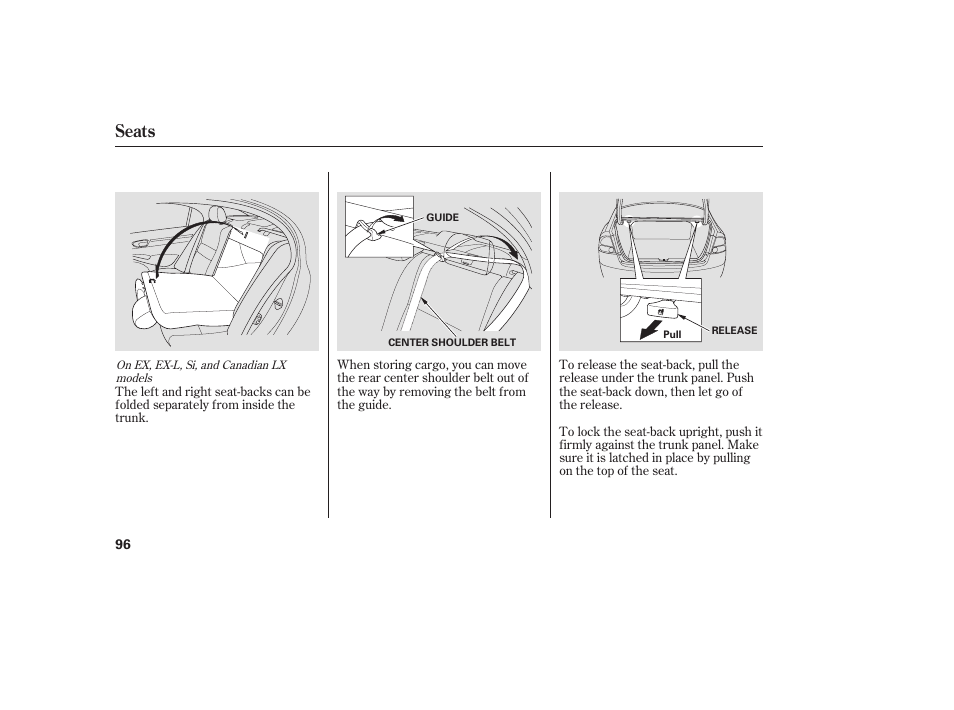 Seats | HONDA 2008 honda civic User Manual | Page 102 / 326