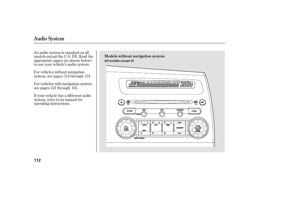 Audio system | HONDA 2008 honda civic User Manual | Page 118 / 326