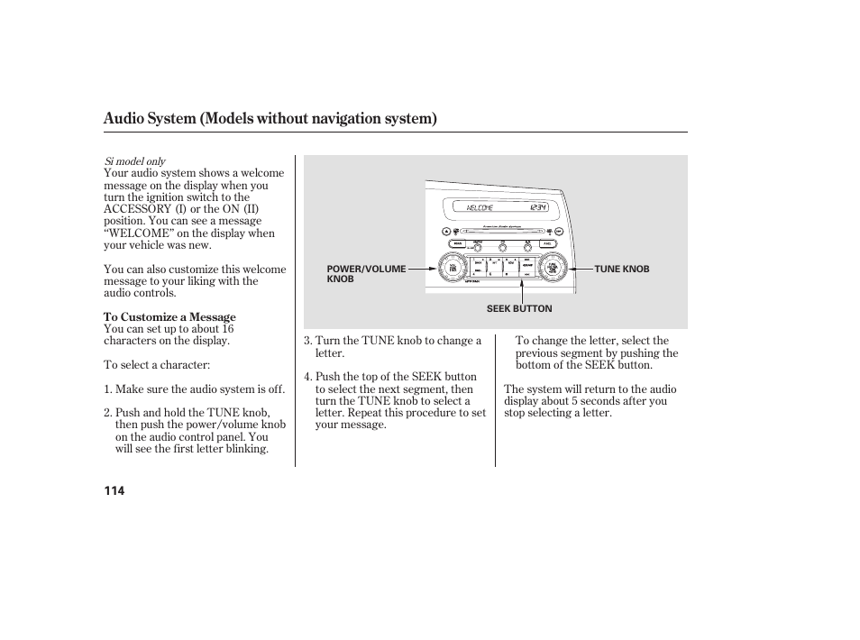 Audio system (models without navigation system) | HONDA 2008 honda civic User Manual | Page 120 / 326