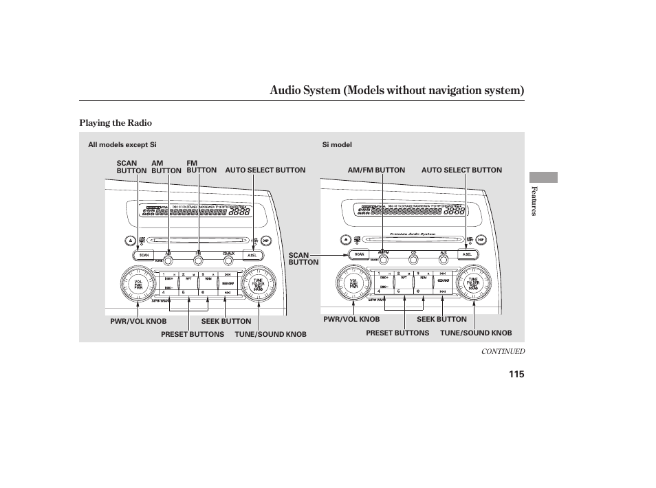 Audio system (models without navigation system) | HONDA 2008 honda civic User Manual | Page 121 / 326