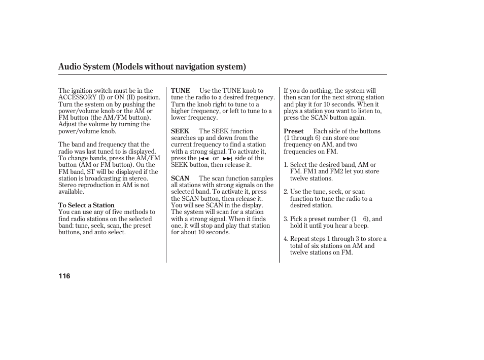 Audio system (models without navigation system) | HONDA 2008 honda civic User Manual | Page 122 / 326