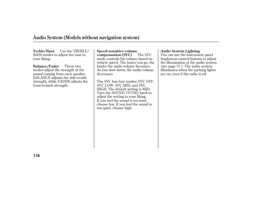 Audio system (models without navigation system) | HONDA 2008 honda civic User Manual | Page 124 / 326