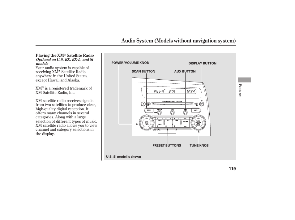 Audio system (models without navigation system) | HONDA 2008 honda civic User Manual | Page 125 / 326