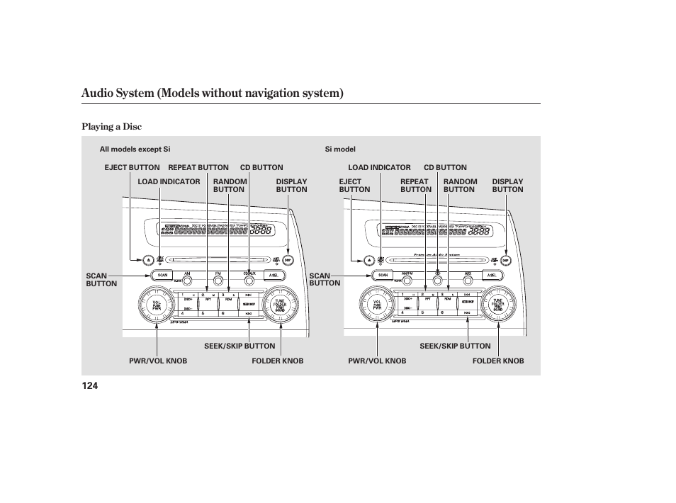 Audio system (models without navigation system) | HONDA 2008 honda civic User Manual | Page 130 / 326