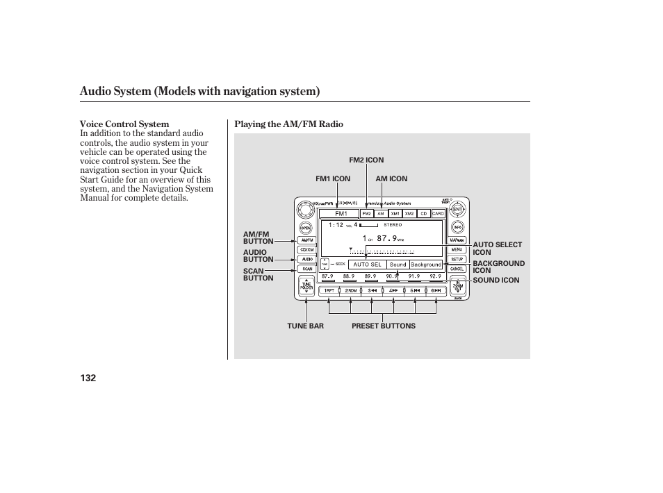 Audio system (models with navigation system) | HONDA 2008 honda civic User Manual | Page 138 / 326