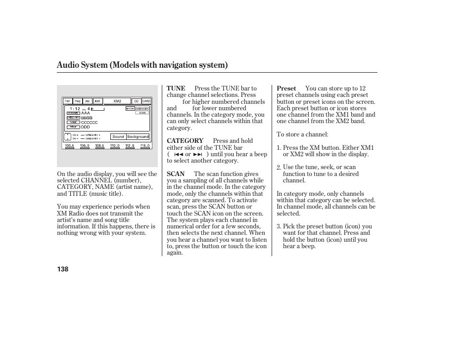 Audio system (models with navigation system) | HONDA 2008 honda civic User Manual | Page 144 / 326