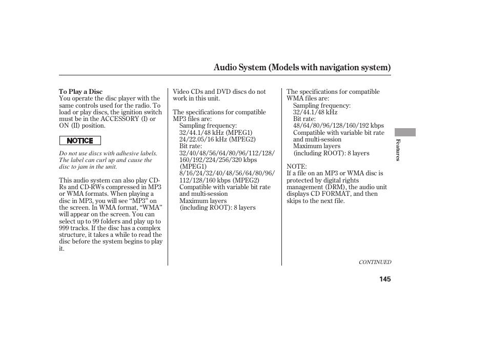 Audio system (models with navigation system) | HONDA 2008 honda civic User Manual | Page 151 / 326