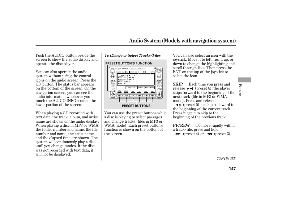 Audio system (models with navigation system) | HONDA 2008 honda civic User Manual | Page 153 / 326