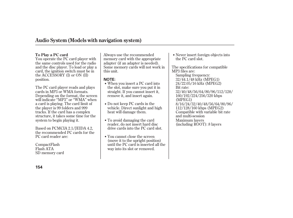 Audio system (models with navigation system) | HONDA 2008 honda civic User Manual | Page 160 / 326