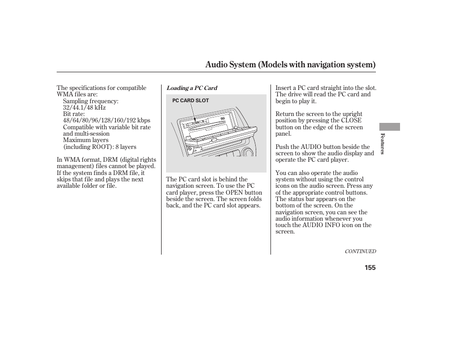 Audio system (models with navigation system) | HONDA 2008 honda civic User Manual | Page 161 / 326