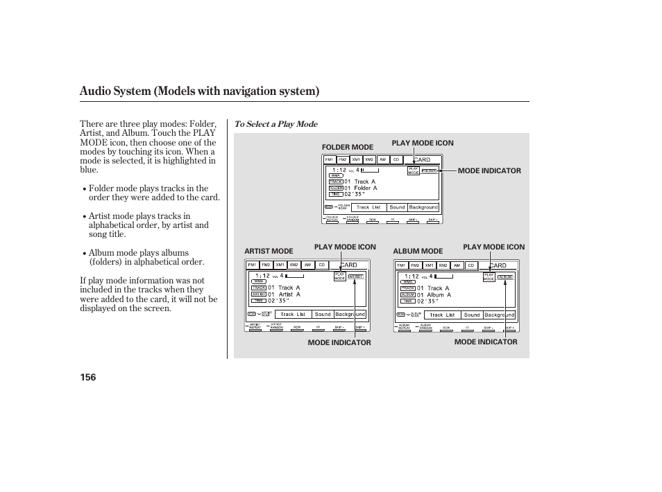 Audio system (models with navigation system) | HONDA 2008 honda civic User Manual | Page 162 / 326