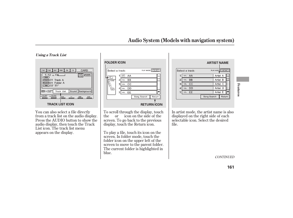 Audio system (models with navigation system) | HONDA 2008 honda civic User Manual | Page 167 / 326